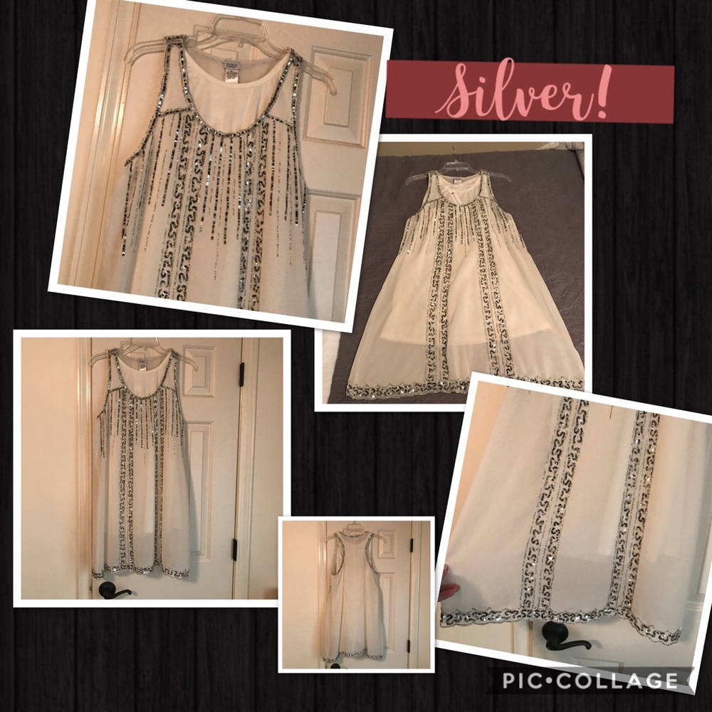 ⭐️NWT Off White and Silver Sequin Dress⭐️
